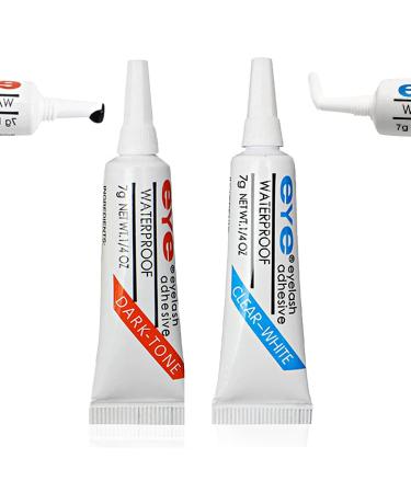 Eyelash Glue False Eyelash Glue Black Individual Lash Glue 7g x 2 Express Drying Strong Bonding Eyelash Glue Waterproof Long-Lasting Eyelash Extension Glue Lash Adhesive for DIY Lash Extensions White & Black