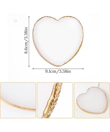 Gjinxi Resin Nail Art Palette Makeup Palettes Nail Mixing Palette Polish Color Mixing Plate Golden Edge Heart Shaped Nail Art Display Holder Display Board Heart Shape Cosmetic Mixing Tools - Buy Online on SooperMarket.com