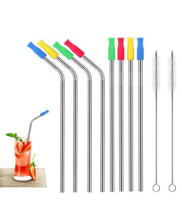 Stainless Steel Drinking Straws Metal Reusable Straws with Brushes and Tip Cover for 30oz Tumbler Rambler Cups