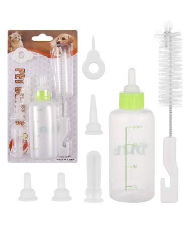 Xinstroe Puppy Nursing Bottle Kit Feeding Bottle with 4 Replacement Nipples for Newborn Kittens Puppies Rabbits Small Animals 60 ml