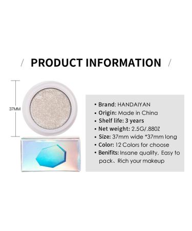 AKARY 12 Colors Glitter Eyeshadow Palette - Highly Pigmented Eye Makeup for Women and Girls - Monochrome Polarized Light Eye Shadow - Mashed Potato Pearlescent Shades - Eye Brightening Flash Powder (03G) - Buy Online on SooperMarket.com