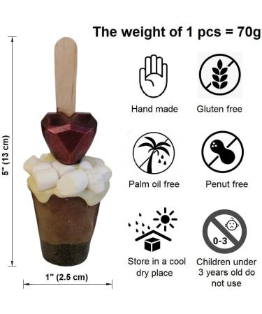 Belgian Hot Chocolate Stirrers Spoons Sticks set with Marshmallow & Heart Handmade Individually wrapped (3) - Buy Online on SooperMarket.com