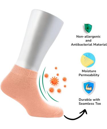 Cosyfeel Women Loose Diabetic Socks | 4-Pack Neuropathy Ankle Socks for Ladies | Super Soft Eco-Friendly Bamboo Material | Durable with Seamless Toe | Multicolour Patterns | 4 Seasons 4-7 SALMON - Buy Online on SooperMarket.com