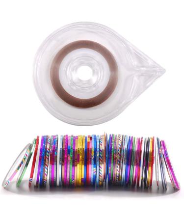 Hisenlee 90 Pcs Nail Art Striping Tape Lines in Mix Colors - 1MM and 2MM - Includes 2 Nail Tape Dispensers for Nail Art Decoration - Buy Online on SooperMarket.com