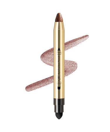 Go Ho Brown Highlighter Eyeshadow Stick Brown Cream-to-powder Eyeshadow Pen Crayon Eye Brightener Stick Shimmer Eyeshadow Pencil Smooth Easy To Color with Sponge Pointed 01 Shimmer Brown 03 Brown Highlighter