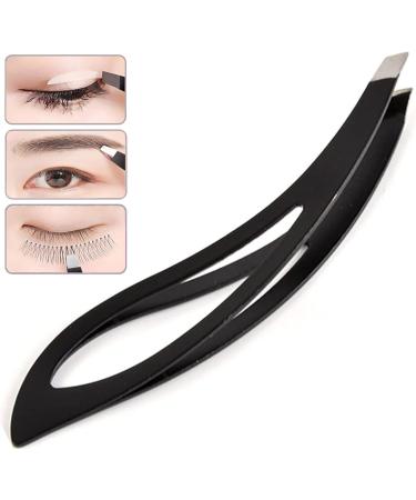 Wide Grip Slant Tweezers - German Stainless Steel - Hand-Filed Slanted Tips for Ultra-Precision - Tweezers for Eyebrows and Nose/Ear/Facial Hair - Professional Grade (Black) - Buy Online on SooperMarket.com
