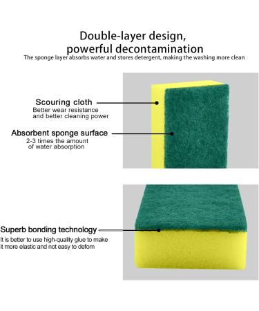 Heavy Duty Scrub Sponge 12pcs Kitchen Scrubbing Sponges 3.9 2.8 1.2inch Cellulose Sponge Cleaning Sponge Scourers Multi-Use for Kitchen Bathroom Furniture Dishes Car - Buy Online on SooperMarket.com