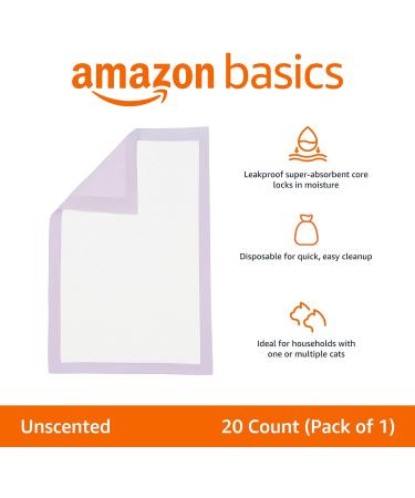 Amazon Basics Cat Litter Pads - 20-Pack Unscented | Purple & White | International Shipping Available - Buy Online on SooperMarket.com
