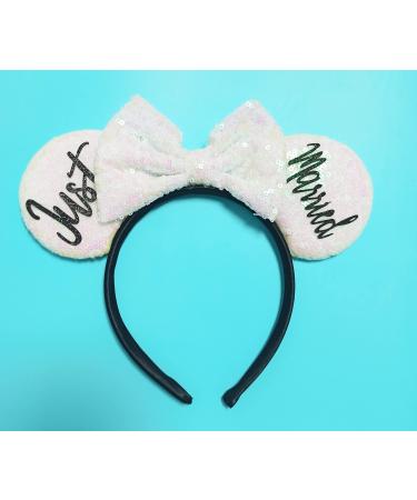 D-Pink Bride to Be Headband with Glitter Bow of Wedding Bachelorette Crown Hen Party Just Married Tiara Bridal Shower for Women and Girls  White