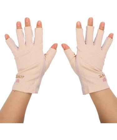 Manicure Gloves UV Protection Stretchy Breathable Fingerless Fiber Cotton Nail Lamp Gloves for Home Salon Grey (Light Yellow) - Buy Online on SooperMarket.com
