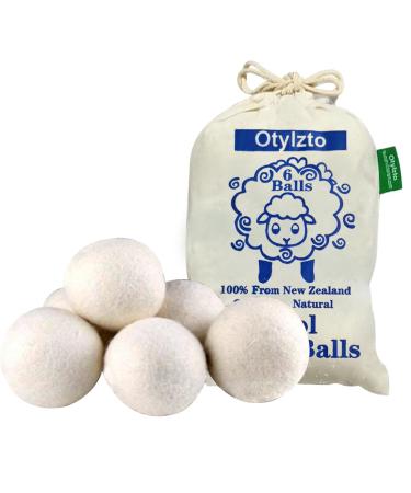 Wool Dryer Balls 6-Pack Drying Balls for Laundry Reusable As Natural Fabric Softener Reduce Clothing Wrinkles Drying Clothes Faster Eco-Friendly