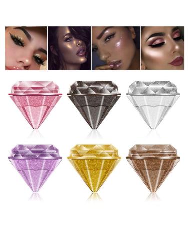 Reddhoon 6 Colors Diamond Liquid Glitter Eyeshadow Jelly Gel Shiny Eyeshadow Cream Waterproof Long Lasting Sparkling Glitter Liquid Eyeshadow Metallic Pigment