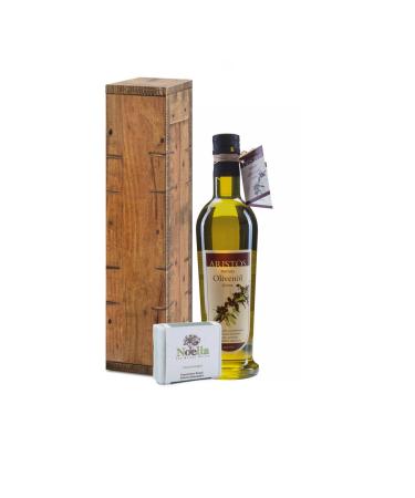 Olive oil gift cold pressed Greek olive oil + olive oil soap in a gift box "wood" 500ml | ARISTOS