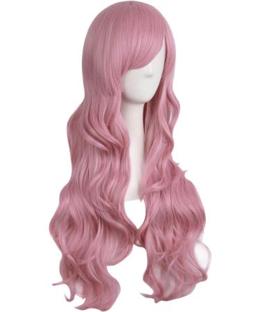 MapofBeauty 28/70cm Long Curly Pink Wig for Women - Charming Full Hair - Buy Online on SooperMarket.com