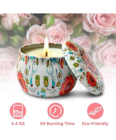 VETOUR Rose Soy Scented Candle 4.4oz | Aromatherapy Wax Jar Candle | 30 Hours Burn Time | Relaxing Stress Aroma | Gift for Women Mom | Home Bath Yoga Christmas | Bohemian Retro Style - Buy Online on SooperMarket.com