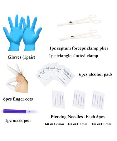 JIESIBAO 100PCS Piercing Kit - 12G 14G 16G Needles & Clamps for Nose Septum Belly Button Lip Tongue Eyebrow Cartilage & More - Professional Piercing Tools - Fast International Shipping - Buy Online on SooperMarket.com