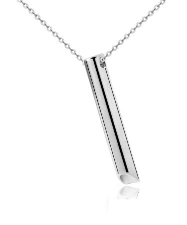Anxiety Necklace for Women Men Breathing Calming Necklace for Anxiety Relief Mindful Breathing Stress Relief Meditation Relaxation Calming Down Silver
