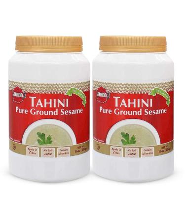 Baron's Pure Tahini Sesame Paste  Rich Creamy Taste for Hummus Dips & Baba Ghanoush  Kosher All-Natural Keto-Friendly Ground Seeds  Vegan Non-GMO Gluten- & Peanut-Free  2 Jars of 16 Oz.