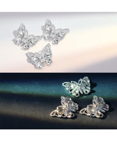 10Pcs Shiny Alloy Butterfly Nail Charms - Metal Rhinestones for Women's DIY Acrylic Nail Decor - Buy Online on SooperMarket.com