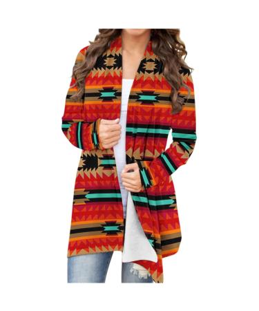 Long Shirt Outerwear Top Thin Warm Knitted Coat Women's Blouse V-Neck Shirt Tunic Long Women's Tunic Women's Shirt Casual Checked Shirt Women's Winter Chunky Knit Jacket A-red XXL