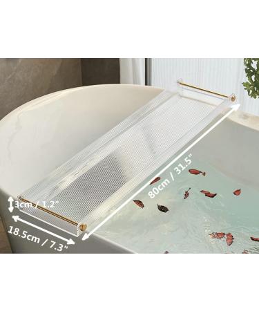Acrylic Bathtub Tray Caddy with Non-Slip Surface and Gold Handles - Buy Online on SooperMarket.com