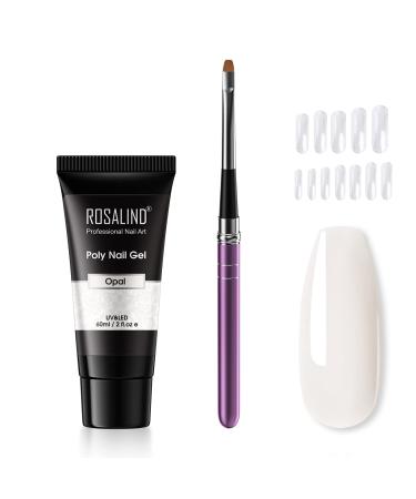 Rosalind Geln gel starter set white poly nail nail extension gel with nail brush nail tips 60ml white uv/led nail polish acrylic gel nail extension gel manicure set diy at home opal