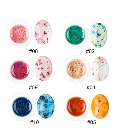 Saviland Dried Flower Gel Nail Polish Kit - 6 Colors Soak Off U V LED Varnish for Manicure Nail Art (Pink Blue Yellow) - Buy Online on SooperMarket.com