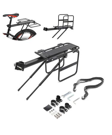 HTTMT- Bicycle Rear Rack Fender Luggage Rack Seat w/metal adjustable side wing P/N: ET-BIKE-RACK004-BK  004: w/ side wing