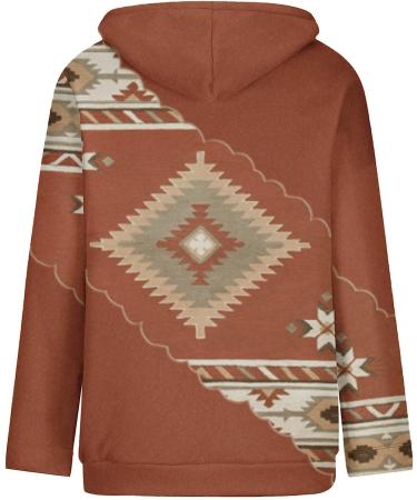 Women's Western Aztec Geometric Hoodie Sweatshirt - Coffee, 3X-Large - Buy Online on SooperMarket.com