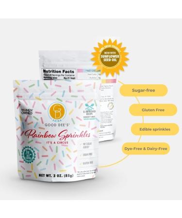 Good Dee's Sugar Free Sprinkles | Low Carb Rainbow Sprinkles | Keto Sprinkles with All Natural Coloring | | Diabetic Dye-Free Dairy-Free & Gluten-Free | (1g Net Carbs Per Serving) - Buy Online on SooperMarket.com