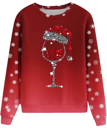 Women's Christmas Sweatshirts Cute Snowman Penguin Print O-Neck Raglan Top Shirt Pullover Comfy Warm Xmas Jumper Winter Long Sleeve Tops Loose Tunic Top Sweaters Z32-red S - Buy Online on SooperMarket.com