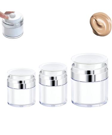 3 Round Jars Airless Cream Pump Containers Refillable Empty Cream Dispenser Jars Plastic Cream Jar for Lip Balm Sample(30ml+30ml+50ml)