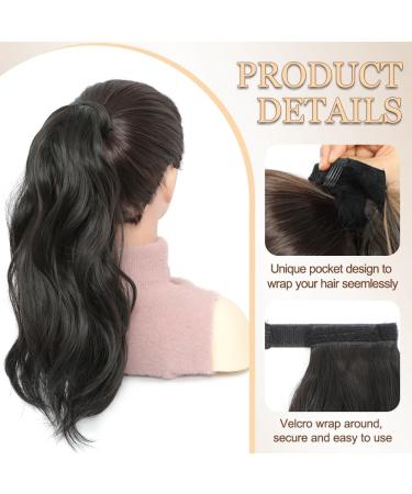 MORICHY Ponytail Extension 14Inch Synthetic Natural Wavy Ponytail Extension Hair Wrap Around Pony Tail Hair Extensions for Women Girls Black Brown Color (Brown Black) 14Inch Black Brown - Buy Online on SooperMarket.com