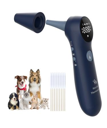 Pet Ear Thermometer for Dogs Cats and Livestock Long Probe Designed / Convert and Sound Switch Dedicated Button 1 Second Measurement 20 pcs Pet Swabs Included
