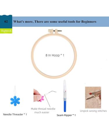 Highkick Cactus Series Embroidery Starter Kit for Adults - Stamped Pattern, Floss, Needles, and Hoop Included! Perfect for Beginners - Buy Online on SooperMarket.com