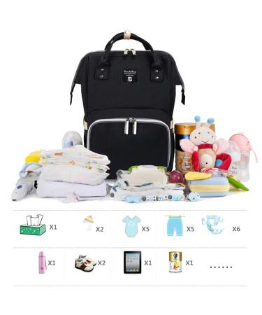Pomelo Stylish Baby Diaper Backpack | Multifunctional Water-Repellent Large Capacity | Perfect for On-the-Go Black Design - Buy Online on SooperMarket.com