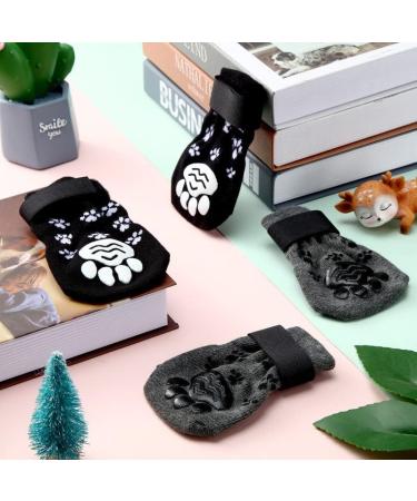 Anti Slip Dog Socks with Adjustable Strap for Indoor Traction Control - Black/Gray S (8 Pieces) - Buy Online on SooperMarket.com