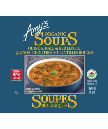 Amy s Kitchen Organic Quinoa Kale & Red Lentil Soup Vegan Gluten-Free Dairy-Free Soy-Free Kosher Plant-Based 12-pack (398ml per can) - Buy Online on SooperMarket.com