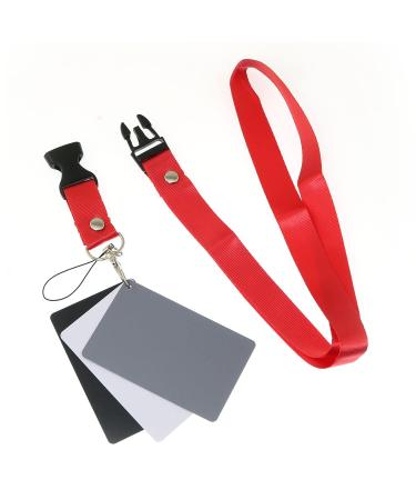 18% Grey White Balance Card Set RLECS 3PCS Custom Calibration Camera Checker Cards with Lanyard Strap for Video, DSLR and Film Grey, Black, White 3.35 x 2.2 inches