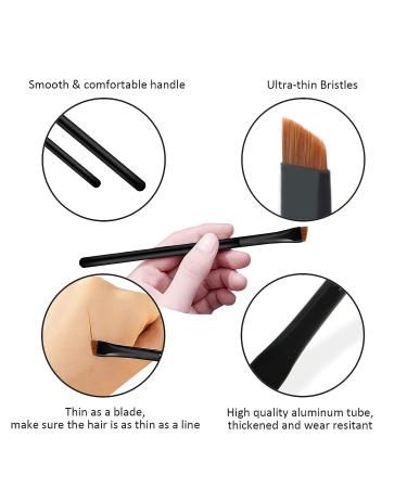 Raffaello Ultra-Thin Eyebrow Brush Set - 3Pcs Angled Precision Eyeliner Makeup Brushes | Cruelty-Free Synthetic Bristles | Slanted Eye Brow Tinting Kit (Black) - Buy Online on SooperMarket.com