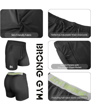BROKIG Men's Lightweight Gym Shorts - Black Medium | Quick Dry Athletic Workout Shorts with Pockets - Buy Online on SooperMarket.com