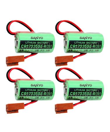 4 Pack 3V CR17335SE-R Battery for SANYO CR17335SE-R CR17335 Battery 1800mAh with Brown Plug