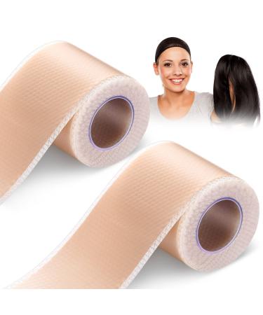 Loopeer 2 Rolls Silicone Fake Scalp Tape Lace Wig Grids and Knots Eraser Silicone Melting Tape Breathable Reusable Wig Tape Adhesive Wig Accessories for Lace Wigs  Beige  1.57 Inch x 1.64 yd