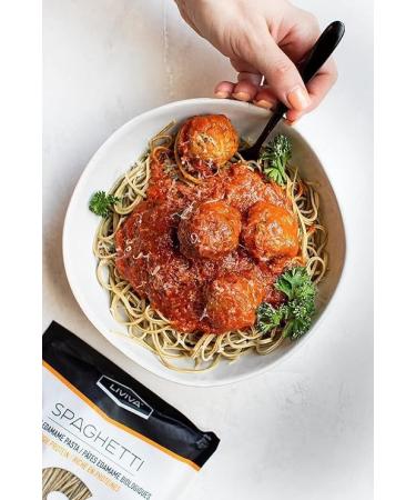 LIVIVA Organic Gluten Free Edamame Spaghetti Noodle Pasta (4 Pk) 88 g Protein Bag - Certified Plant-Based Non-GMO Kosher Halal Vegan Keto Nutritious Pasta Plant-Based Protein Ready-to-Eat in minutes - Buy Online on SooperMarket.com