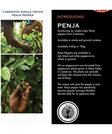 Fire Mountain White Penja Pepper 100g - 100% Natural Peppercorn Berries from Cameroon's Penja Valley - Buy Online on SooperMarket.com