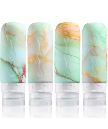 Gemice travel bottles for toilet items TSA-tested travel sizes 85 ml BPA-free leak-proof travel container refillable liquid fluid travel accessories for ComeTic Shampoo and Lotion soap (4 pieces) Mint
