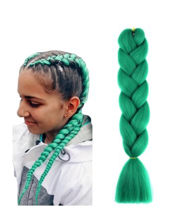 prinfantasy Ponytail Extension Crochet Braids Hair Extensions Braiding Hair Kanekalon Jumbo Braids Hair Twist Braids Synthetic Hair Tree Green Braiding Hair GBBZ024 GBBZ024 24 inch