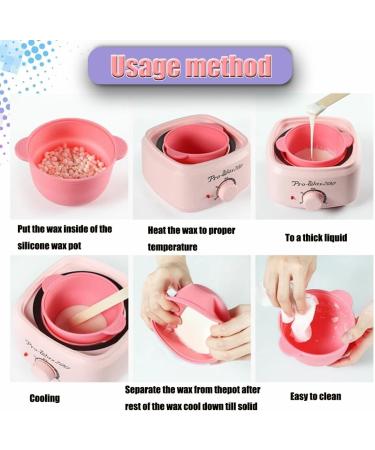 Silicone Wax Pot Insert Kit | Reuseable Liner & Spatulas | Hair Removal for Face & Underarms | Pink Blue - Buy Online on SooperMarket.com
