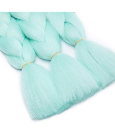 Tess Braids Extensions 60 cm - 3 Pack Jumbo Kanecalon Hair Braids for Box Braids - Ombre Black/Light Green - 100g Bundle - Buy Online on SooperMarket.com