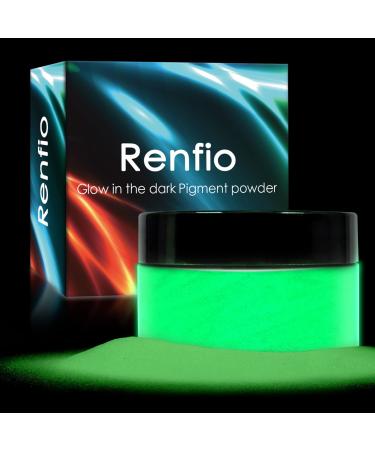 Renfio Glow Powder  3.5oz 100g Glow in The Dark Face Paint Mica Powder  Fluorescent Luminous Resin Pigment Dye for Resin Supplies  Gel Nail Polish  Slime  Art Painting  Halloween Party - Green